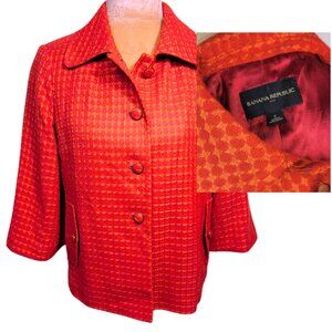 Banana Republic Y2K Orange Fuschia 3/4 Sleeve Retro Tweed Blazer Size S
